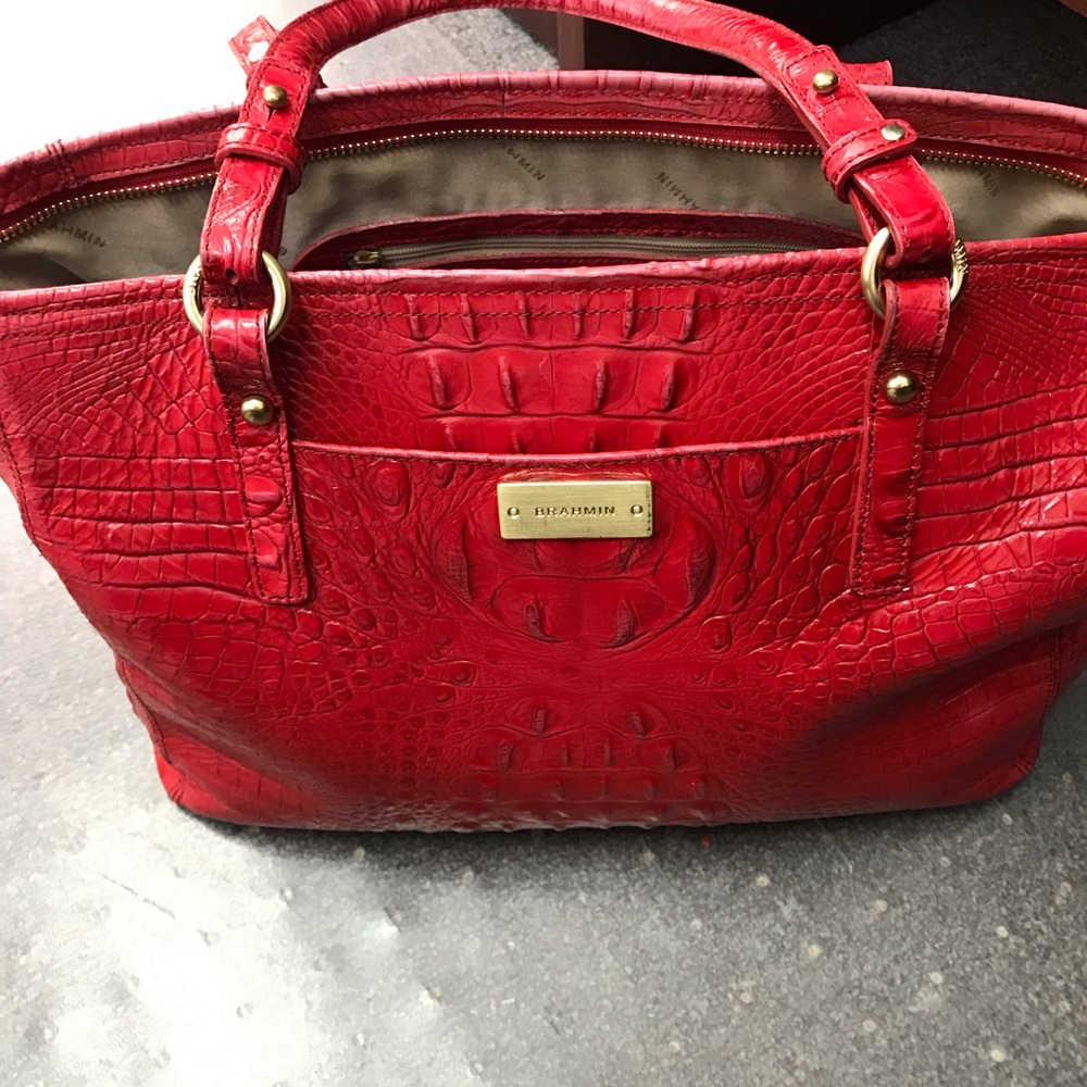 Brahmin red tote purse